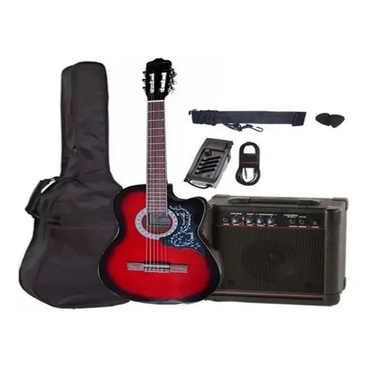 GENERICO - Pack Guitarra Electroacústica con Amplificador y Accesorios