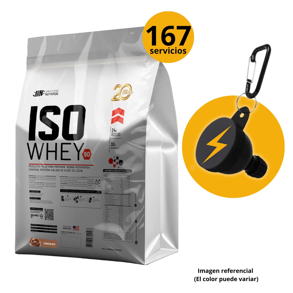 UNIVERSE NUTRITION - ISO WHEY 90 DE 5kg CHOCOLATE CON PORTASUPLES - PROTEÍNA ISOLATADA