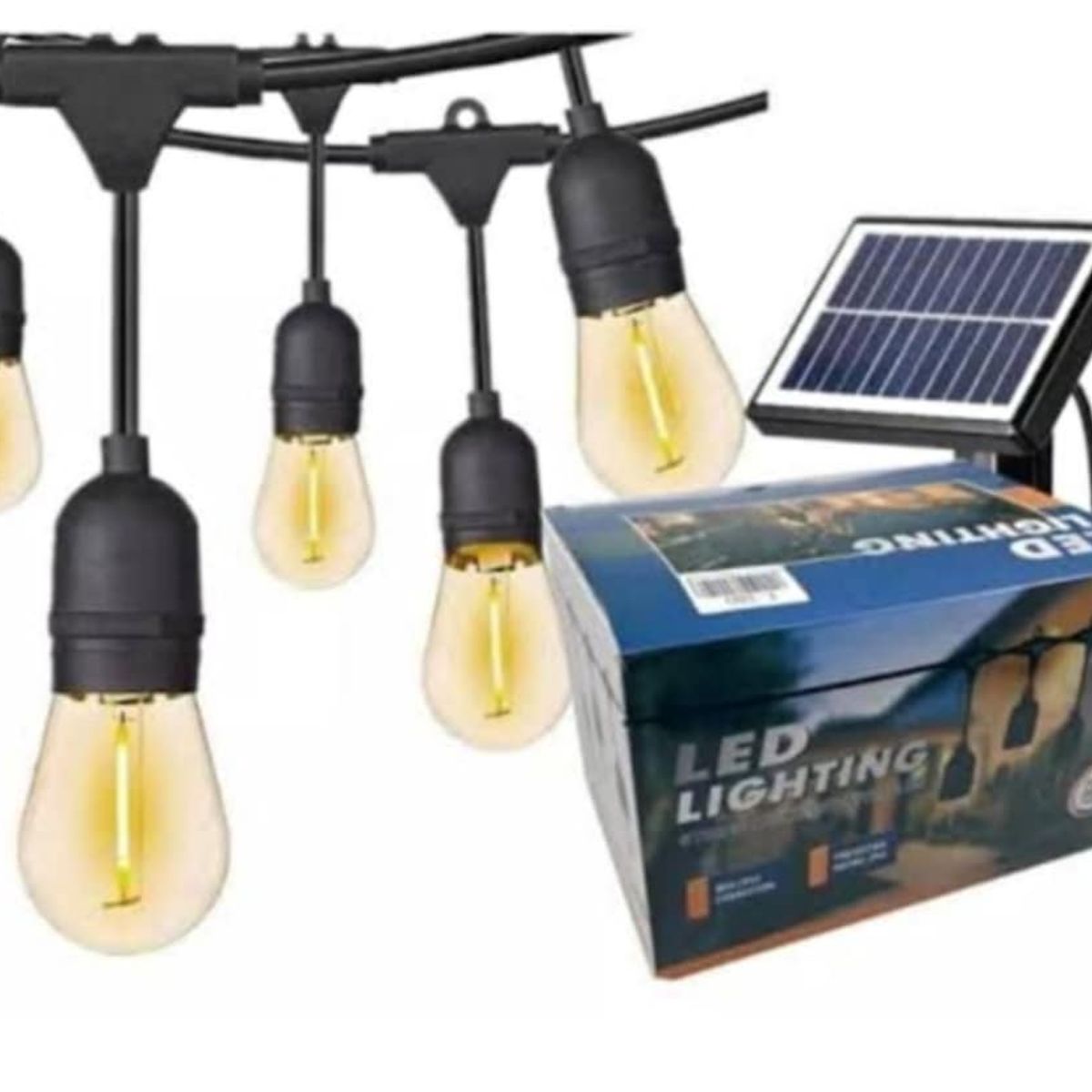 GENERICO - Guirnalda Luces Vintage 20 Focos Solar Cable 10M Terraza Jardin