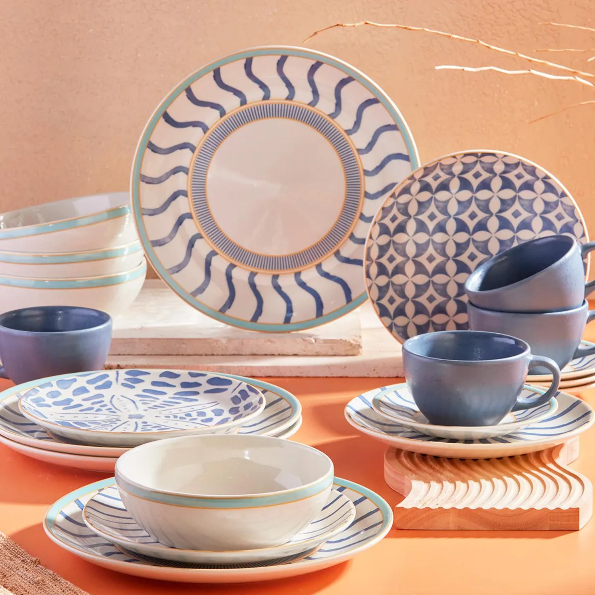 CORONA - Juego de Vajillas Corona x20 piezas Lisboa Oceano- Vajillas Corona