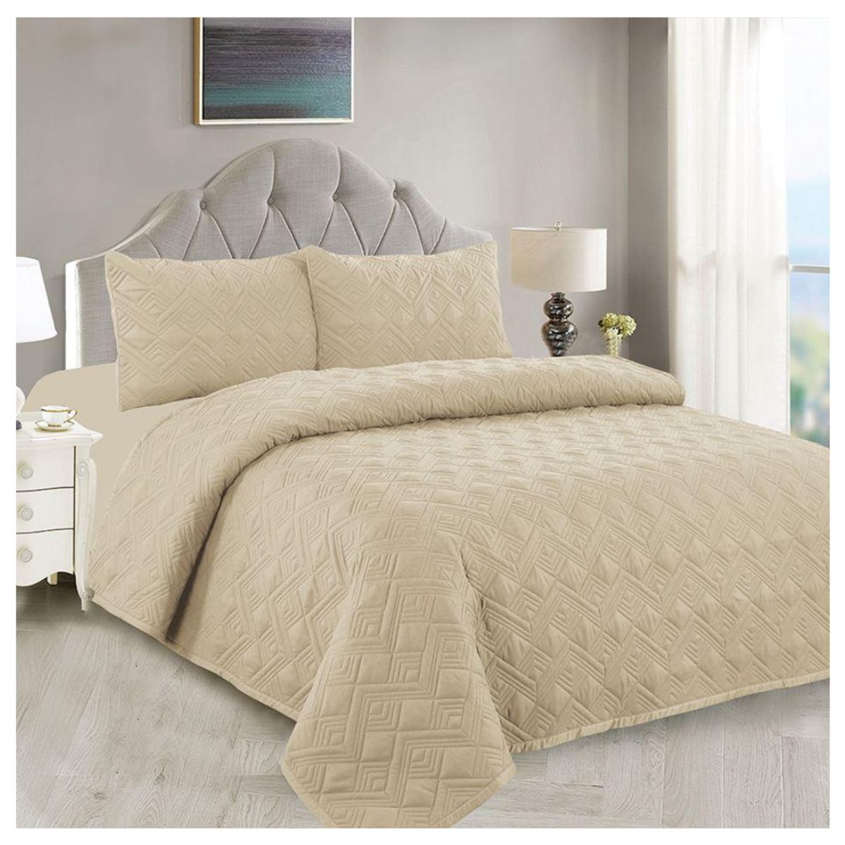 CASATEX - CUBRECAMA DE LUJO 5 PIEZAS COLOR ENTERO