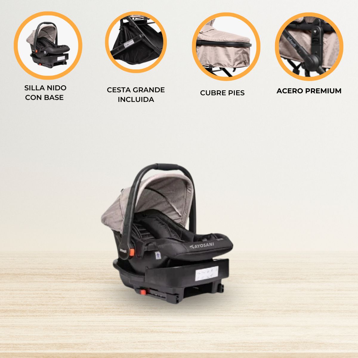 INFANTI - Coche Travel System INFANTI «EPIC 6G» Beige
