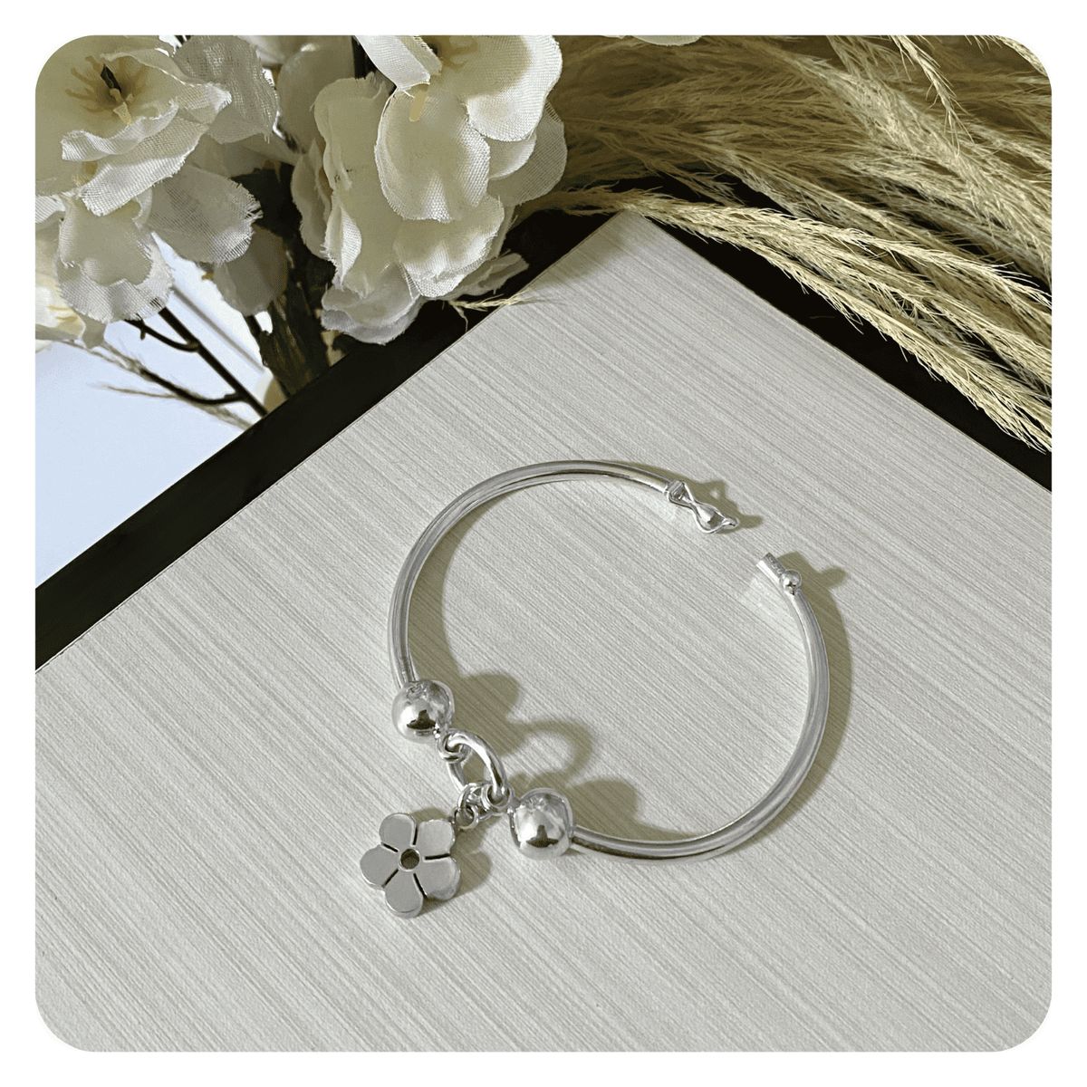 GENERICO - Pulsera Puñera Flor Regalo Mamá Novia Joya Plata 950
