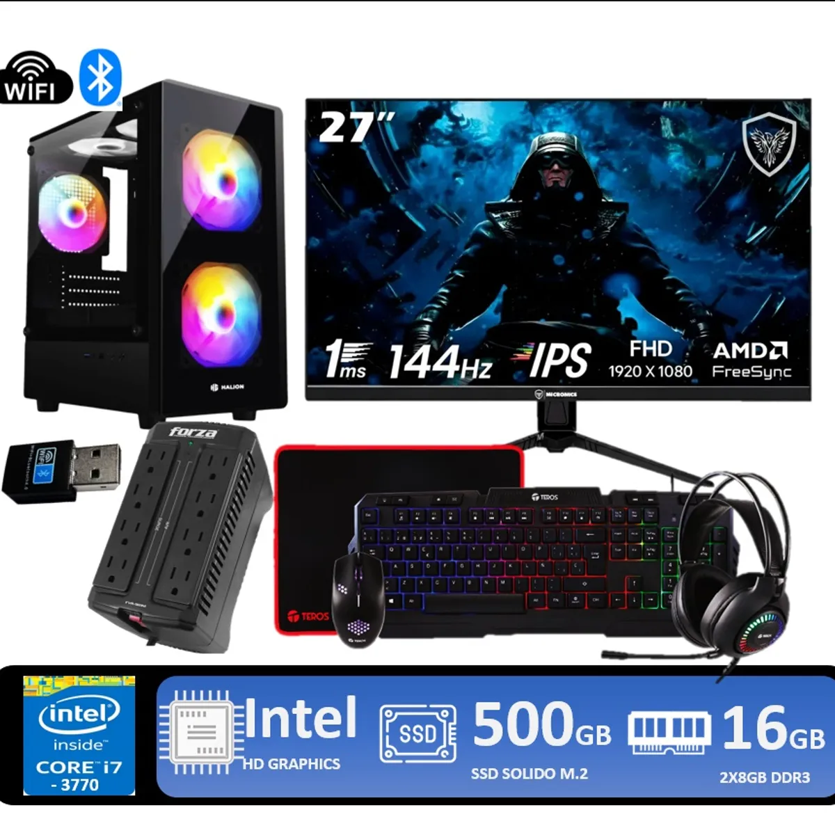 INTEL - Computadora Pc Intel Core I7 4770 Monitor 27 FHD RAM 16GB SSD 500GB