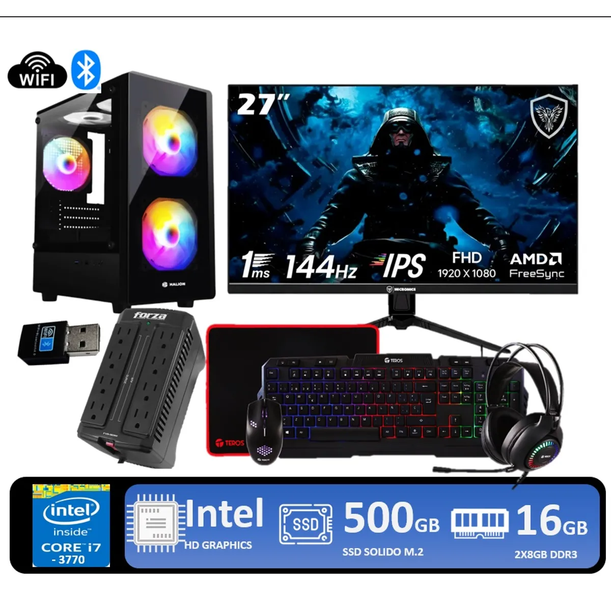 INTEL - Computadora Pc Intel Core I7 4770 Monitor 27 FHD RAM 16GB SSD 500GB