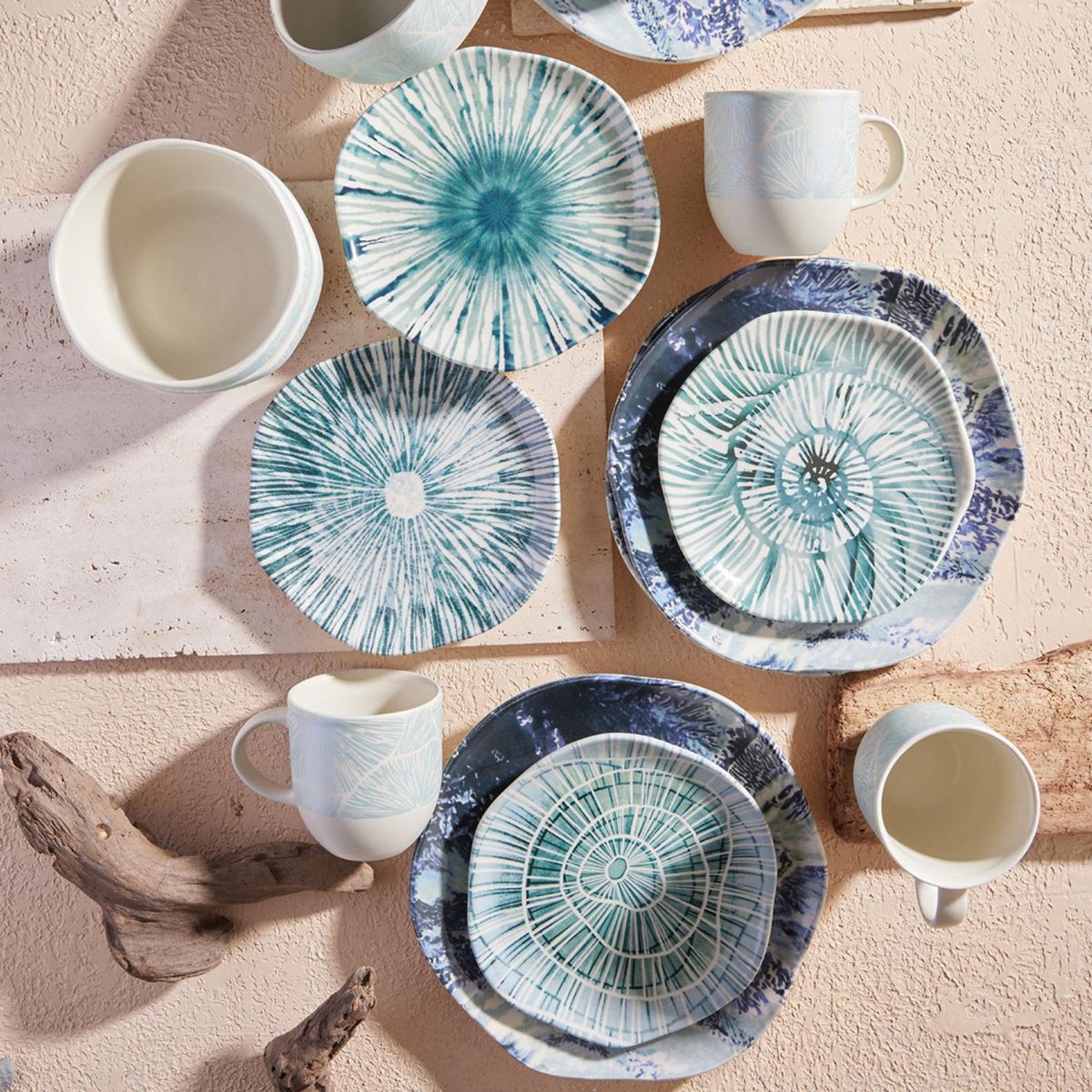 CORONA - Juego de Vajillas Corona x16 piezas Atlantia Oceano- Vajillas Corona