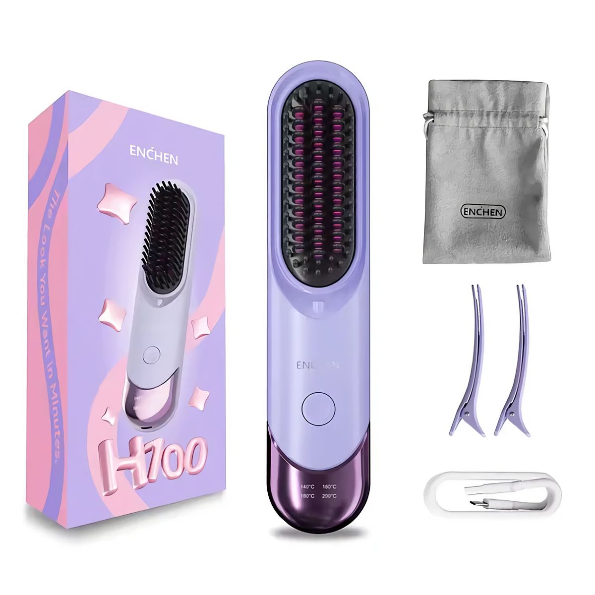 ENCHEN - Peine alisador de cabello Enchen H100 - Purpura