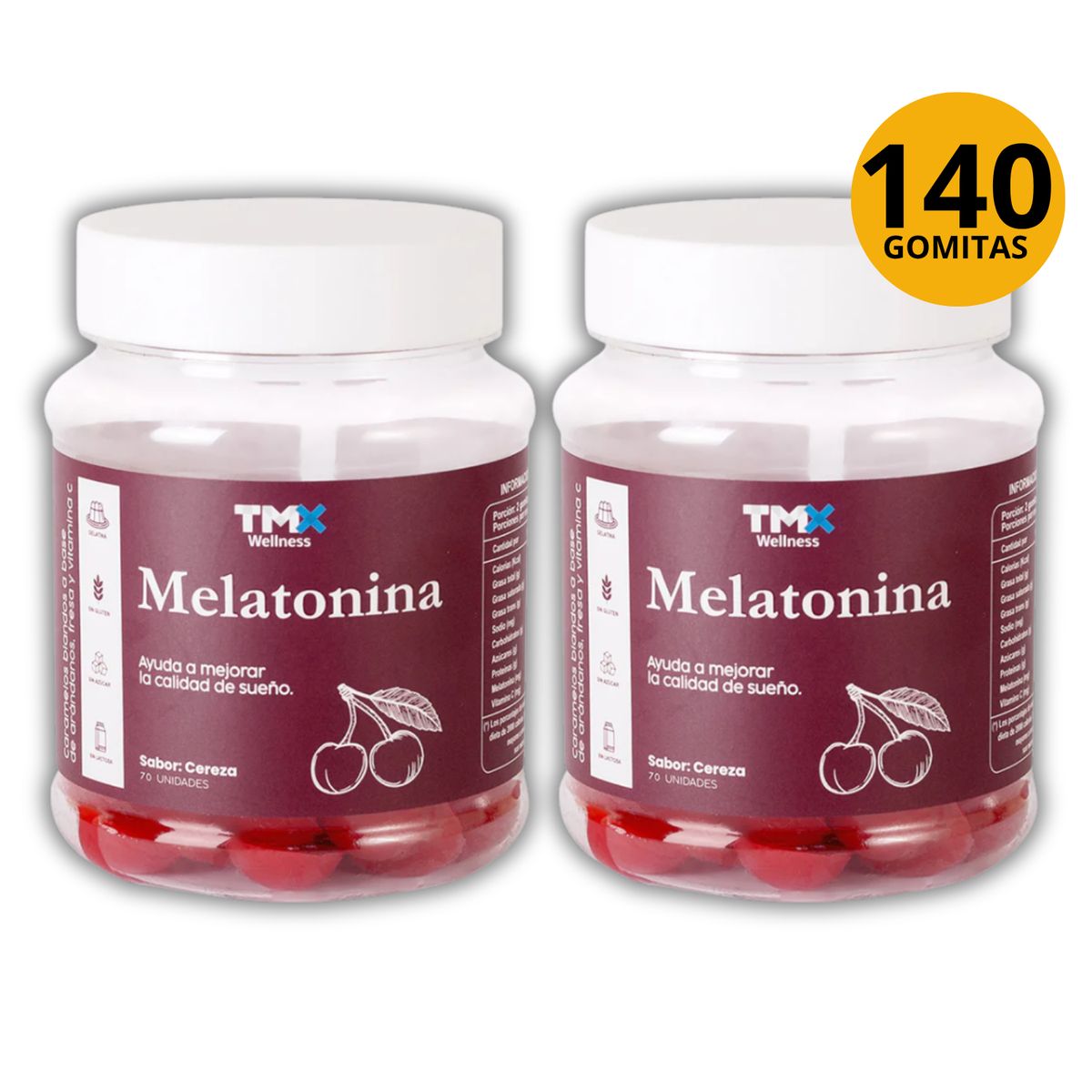 GENERICO - PACK MELATONINA TMX 70 GOMITAS CEREZA (2 UND)