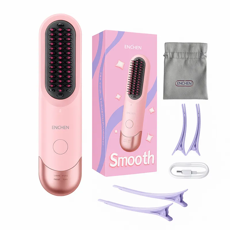 ENCHEN - Peine alisador de cabello Enchen H100 - Rosado