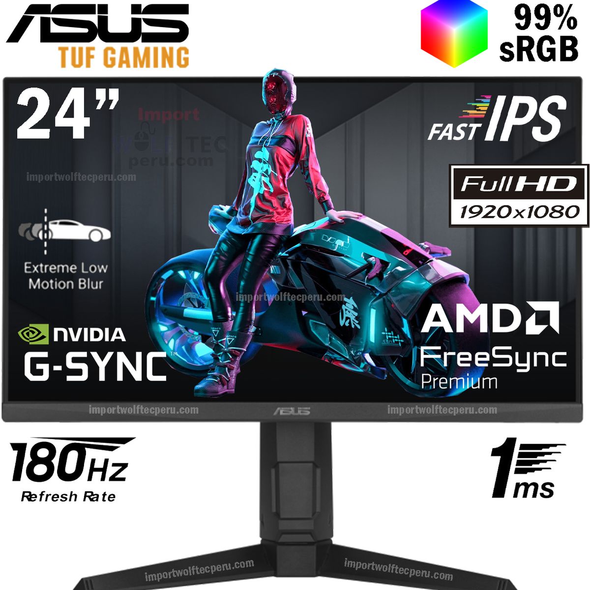 ASUS - MONITOR ASUS TUF Gaming VG249QL3A 23.8 Fast IPS FHD 180Hz 1ms FreeSync