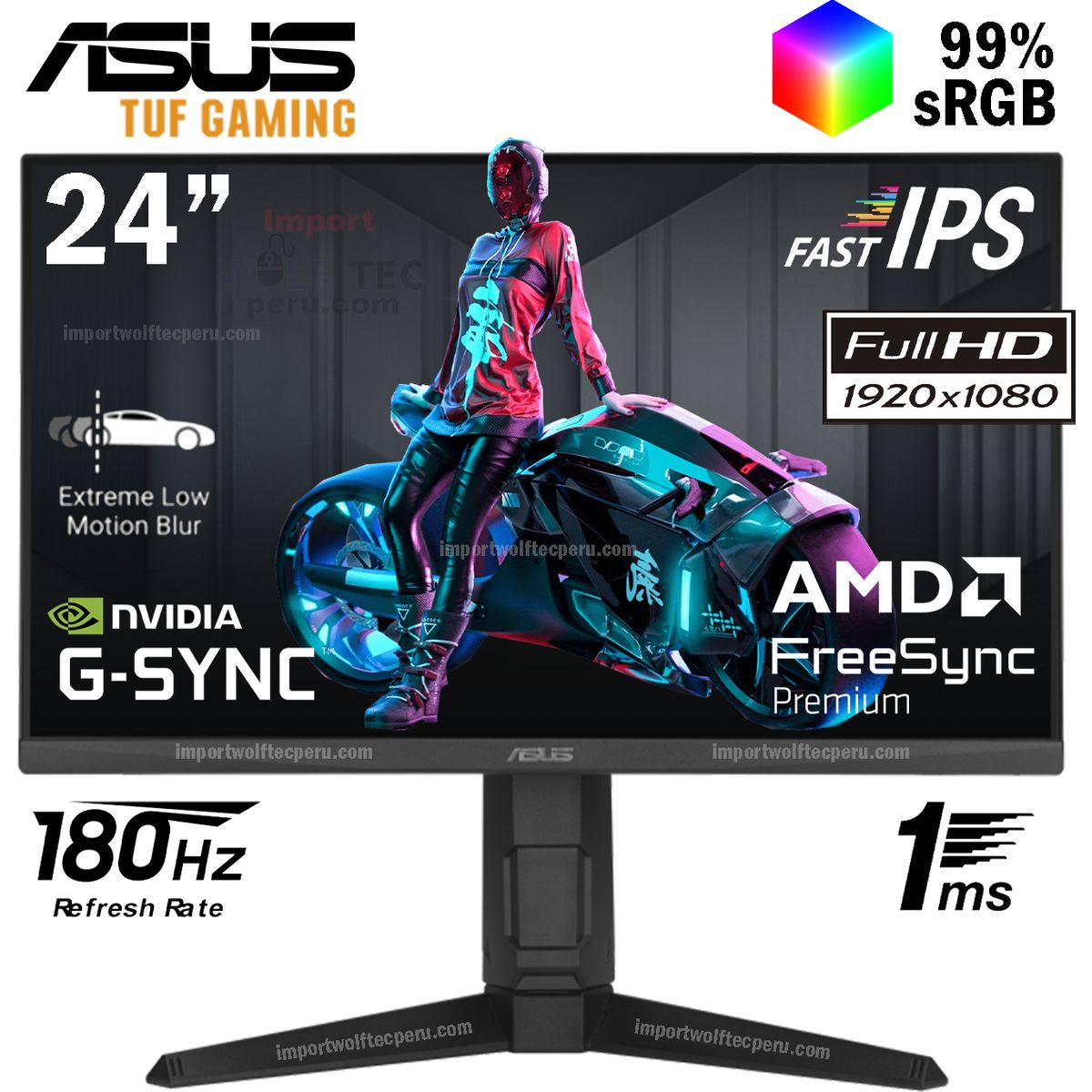 ASUS - MONITOR ASUS TUF Gaming VG249QL3A 23.8 Fast IPS FHD 180Hz 1ms FreeSync