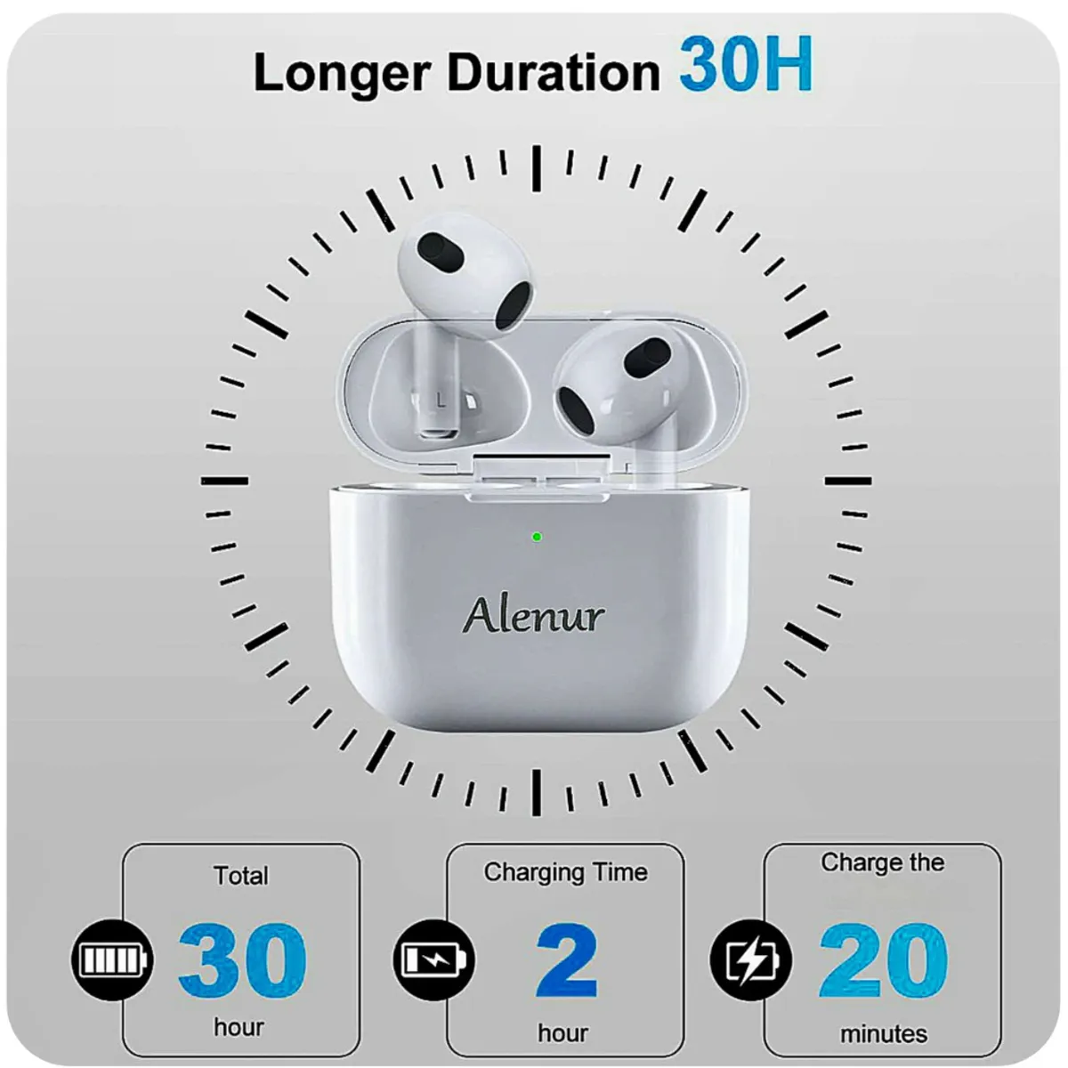 ALENUR - Audifono Bluetooth 5.4 Alenur, ANC+ENC, Magic 22 ultra, 30 horas