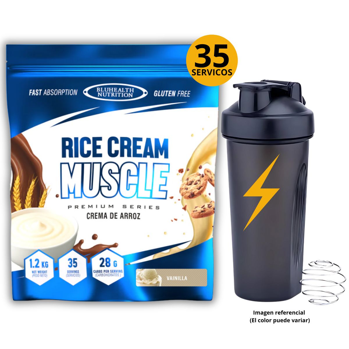 GENERICO - CREMA DE ARROZ BLUHEALTH VAINILLA 1KG + SHAKER