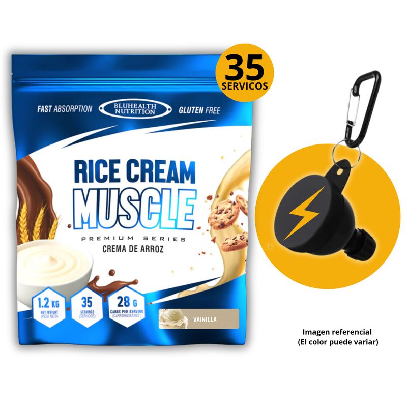 GENERICO - CREMA DE ARROZ BLUHEALTH VAINILLA 1KG + PORTASUPLEMENTOS