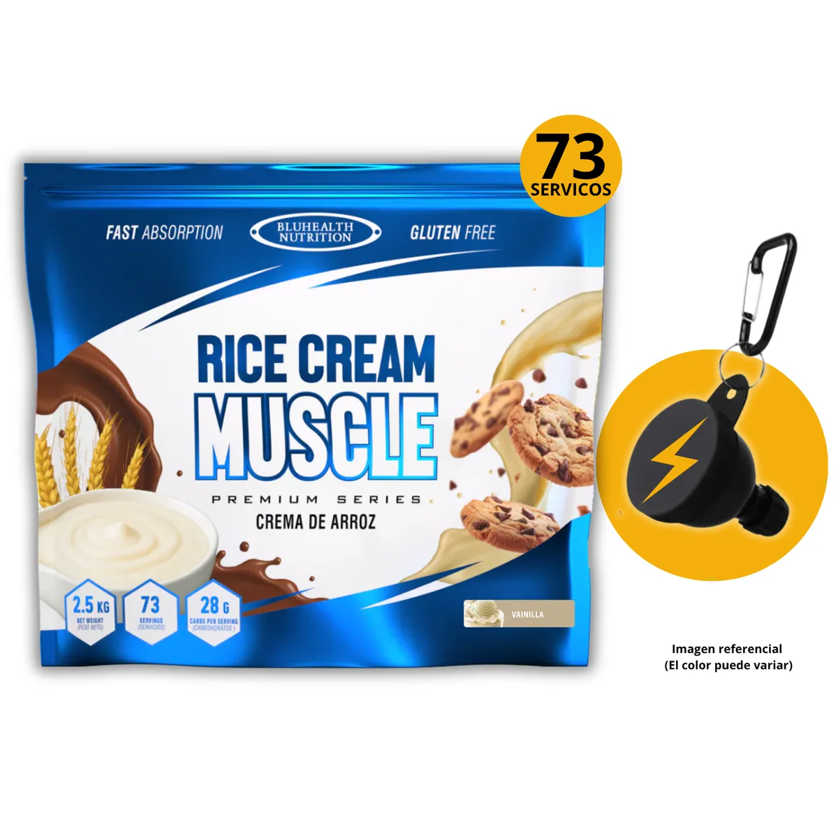 GENERICO - CREMA DE ARROZ BLUHEALTH VAINILLA 2KG + PORTASUPLEMENTOS