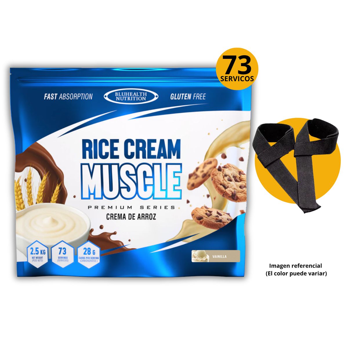 GENERICO - CREMA DE ARROZ BLUHEALTH CHOCOLATE 2KG + STRAPS