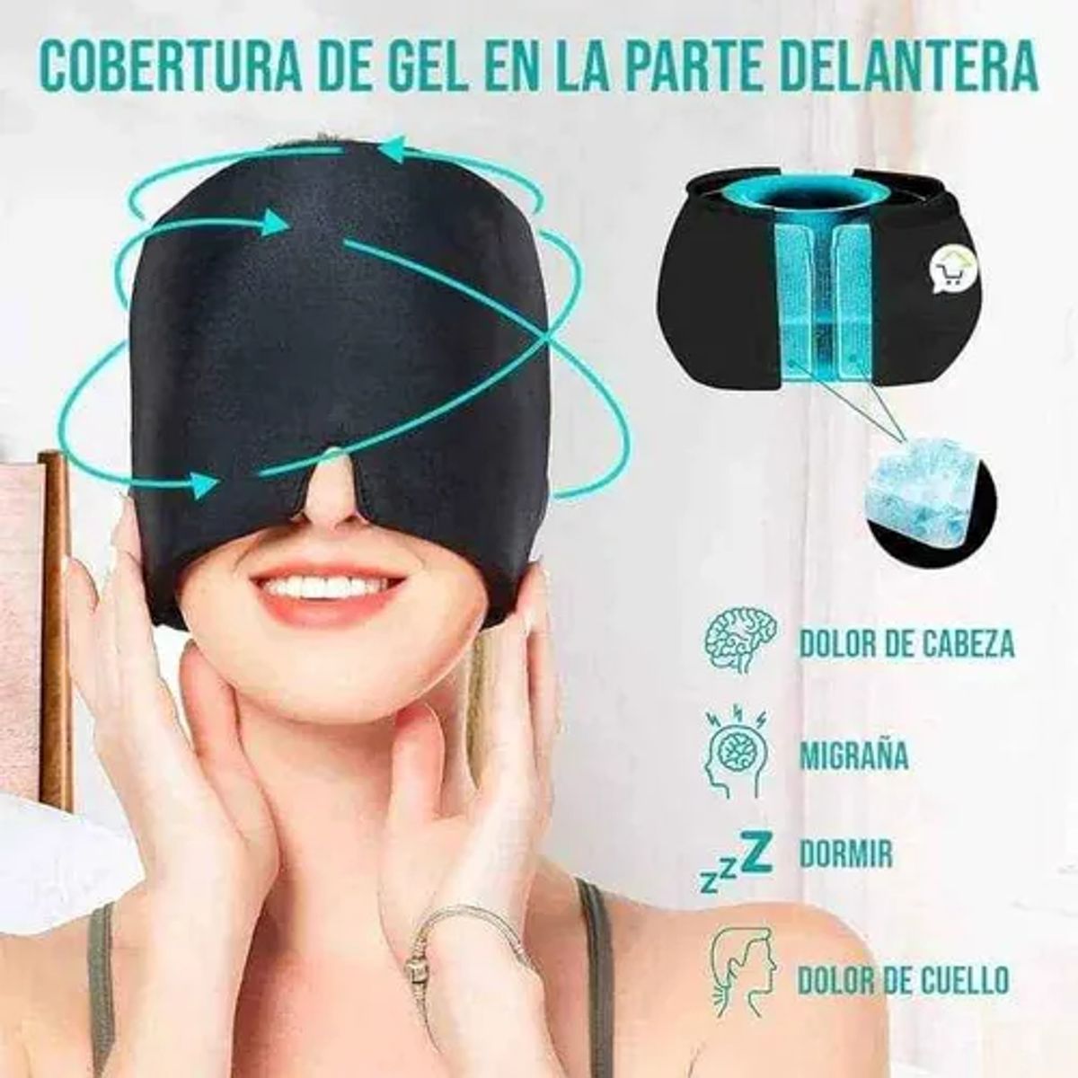 GENERICO - GORRO ANTIMIGRAÑA ANTIESTRES COMPRESA PARA EL DOLOR DE CABEZA