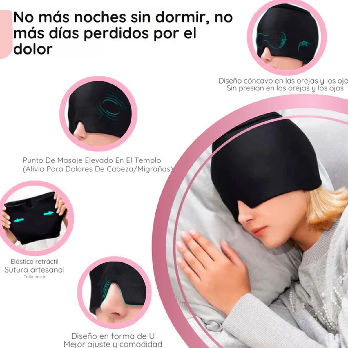 GENERICO - GORRO ANTIMIGRAÑA ANTIESTRES COMPRESA PARA EL DOLOR DE CABEZA