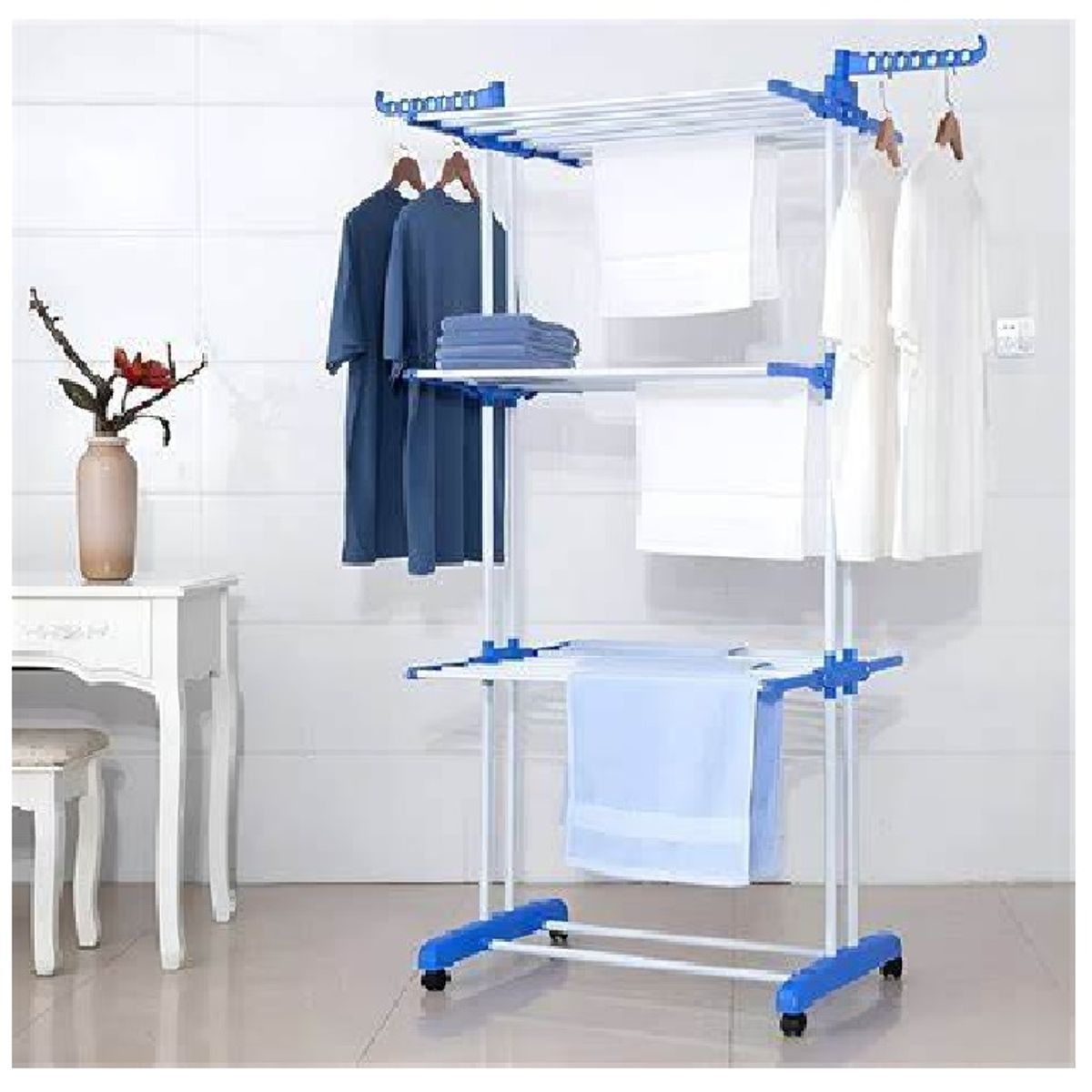 GENERICO - TENDAL MULTIFUNCIONAL DE ROPA PLEGABLE DE 3 NIVELES