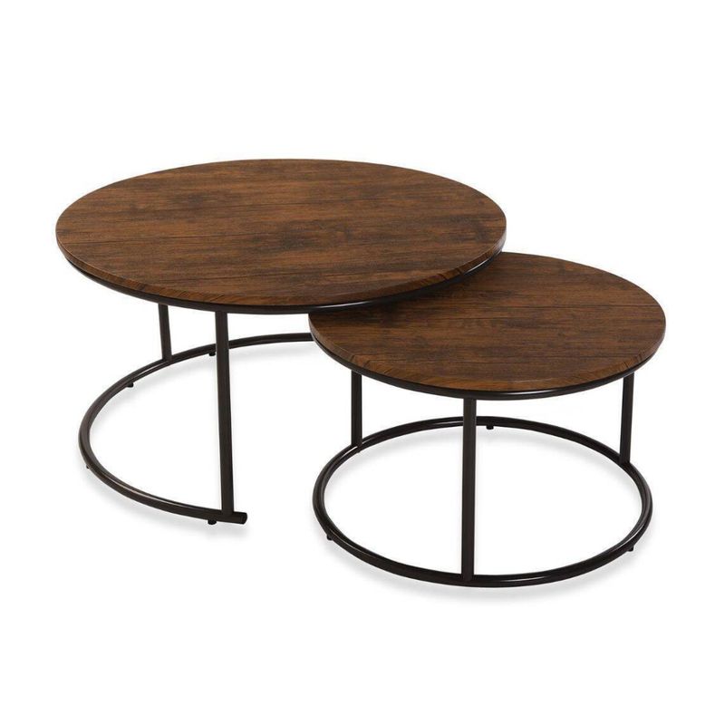 GENERICO - Mesa De Centro Moderna Sala De Estar 2 Piezas Marco Redondo