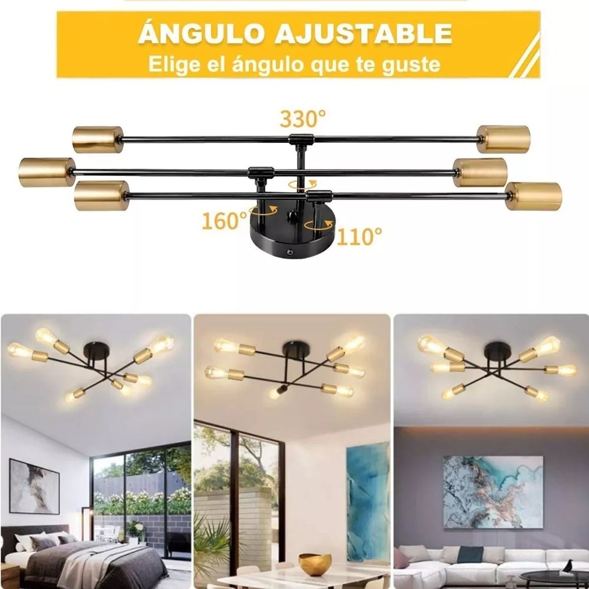 U BUY - Lámpara De Techo Moderna 6 Luz E27 Lampara Colgantes Con Diy