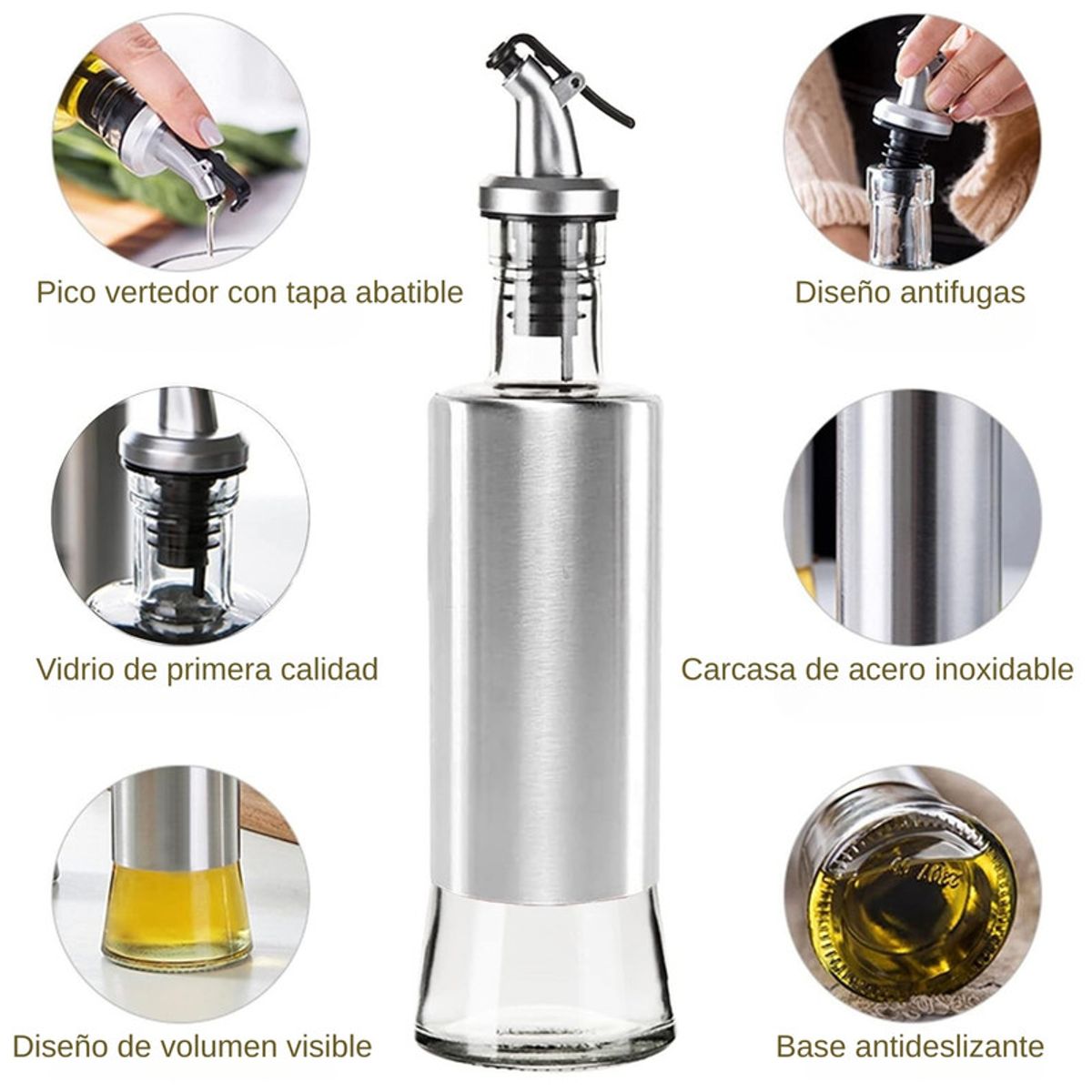 PENTHA - Frasco Aceitero y Vinagrero de Vidrio 500ml Resistente