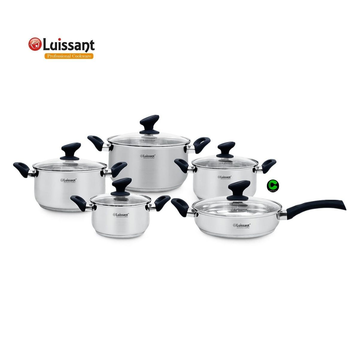 LUISSANT - Set de ollas LUISSANT Acero Inoxidable LU-1004R-IN 10 Piezas