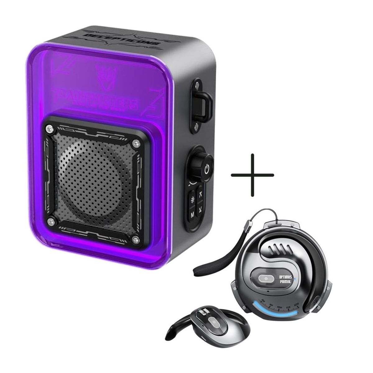 TRANSFORMERS - Parlante Portátil Transformers TF-Y02 Gris + Audífonos TF-T07