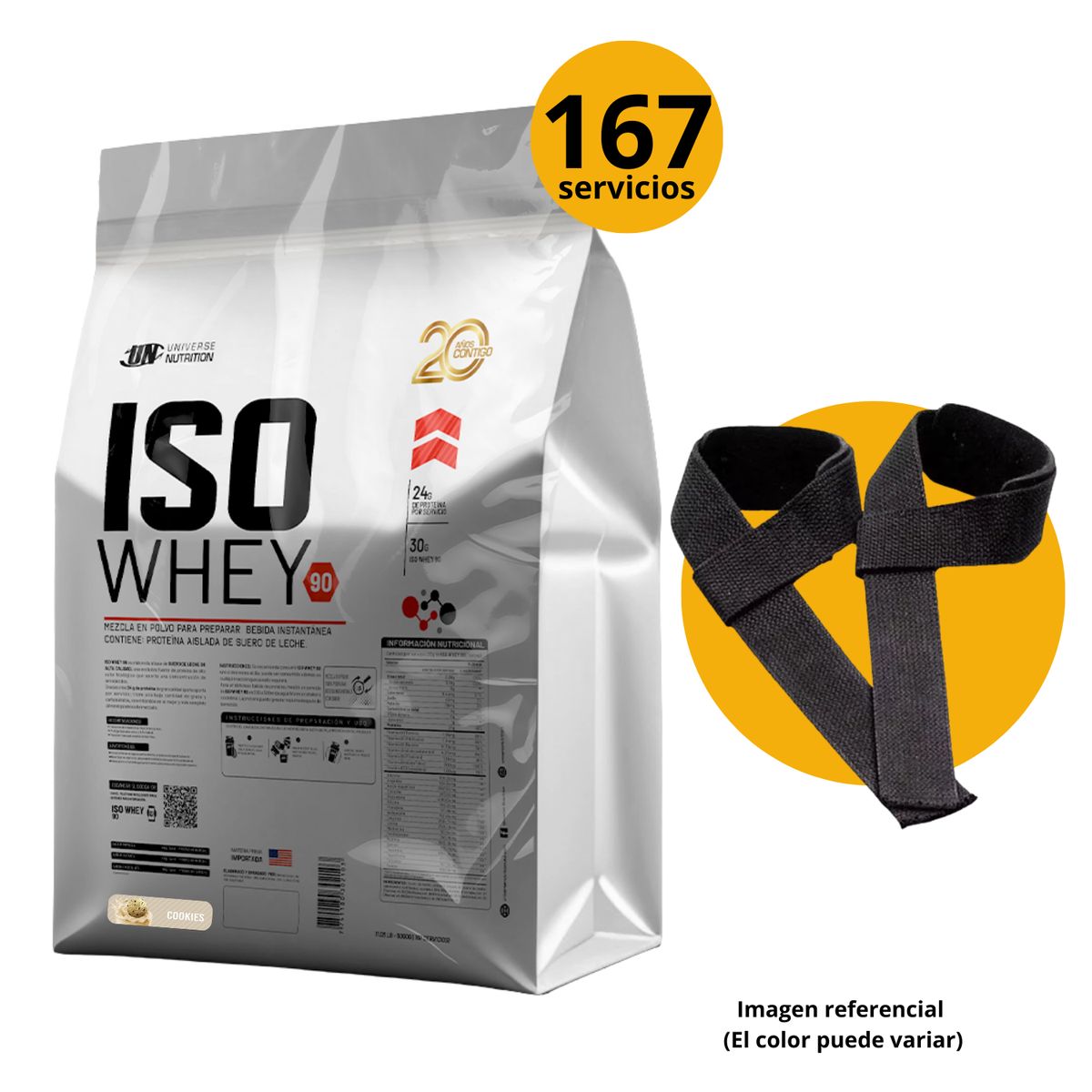 UNIVERSE NUTRITION - ISO WHEY 90 DE 5kg GALLETA CON STRAPS - PROTEÍNA ISOLATADA