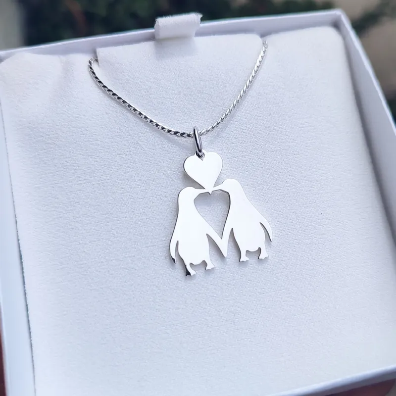 GENERICO - Collar pinguino pareja en plata 950