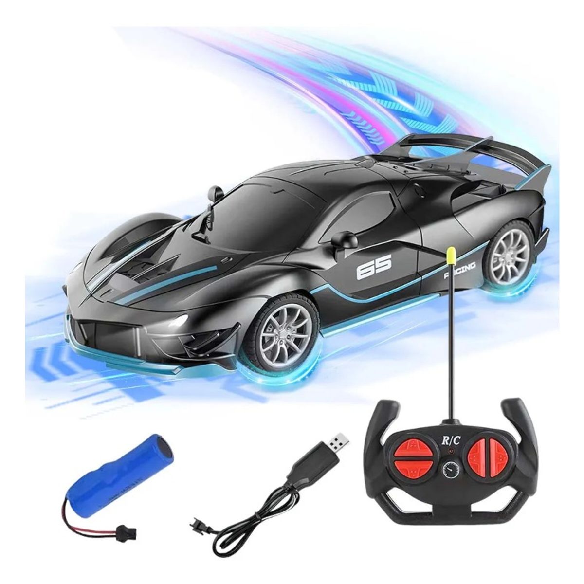 GIOIO - Carro Control Remoto Recargable Para Niños 118 Color Negro