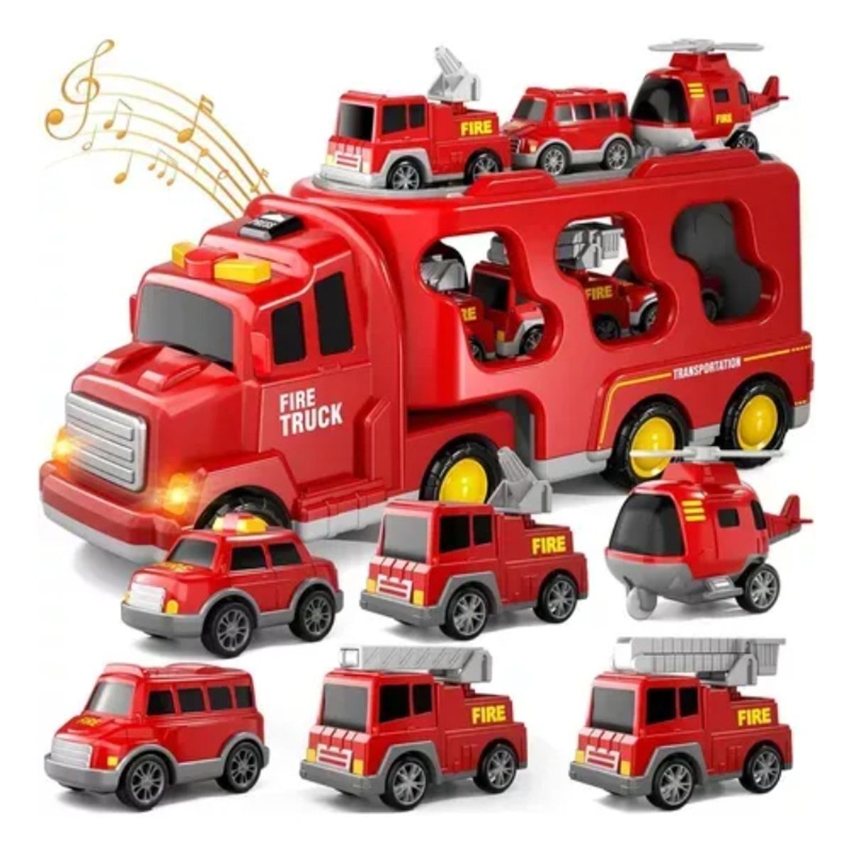 GIOIO - Camión De Bomberos Carro Juguetes Para Niño Con Música Y Luz Color Rojo Aosihui