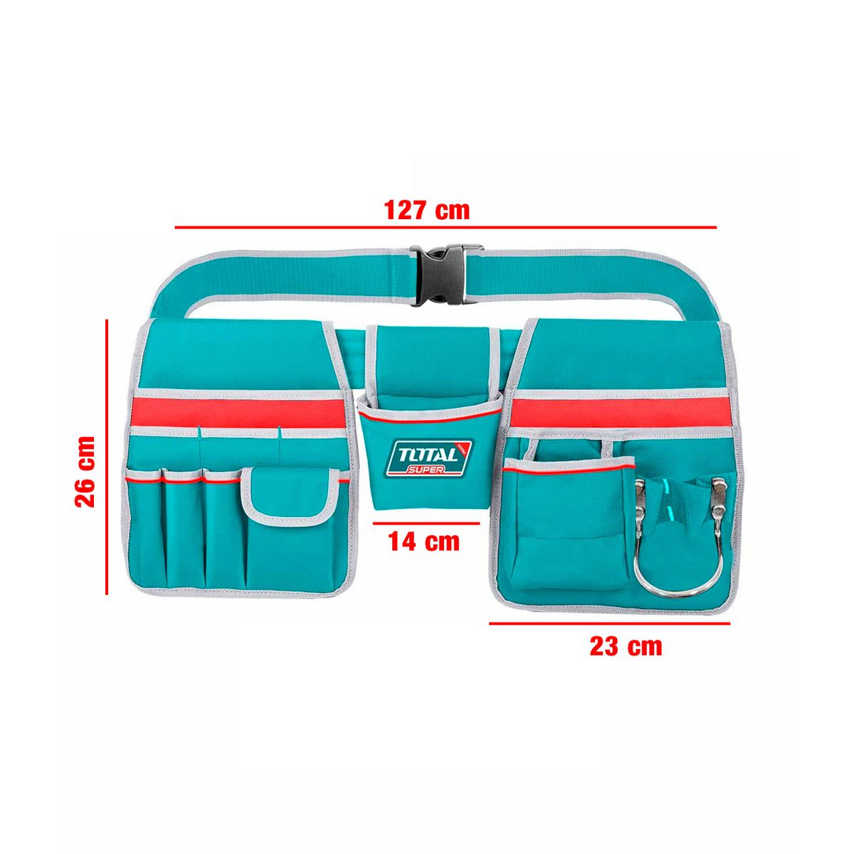 TOTAL TOOLS - Porta Herramientas 12 Bolsillo Cinturón 10kg Total + Guantes