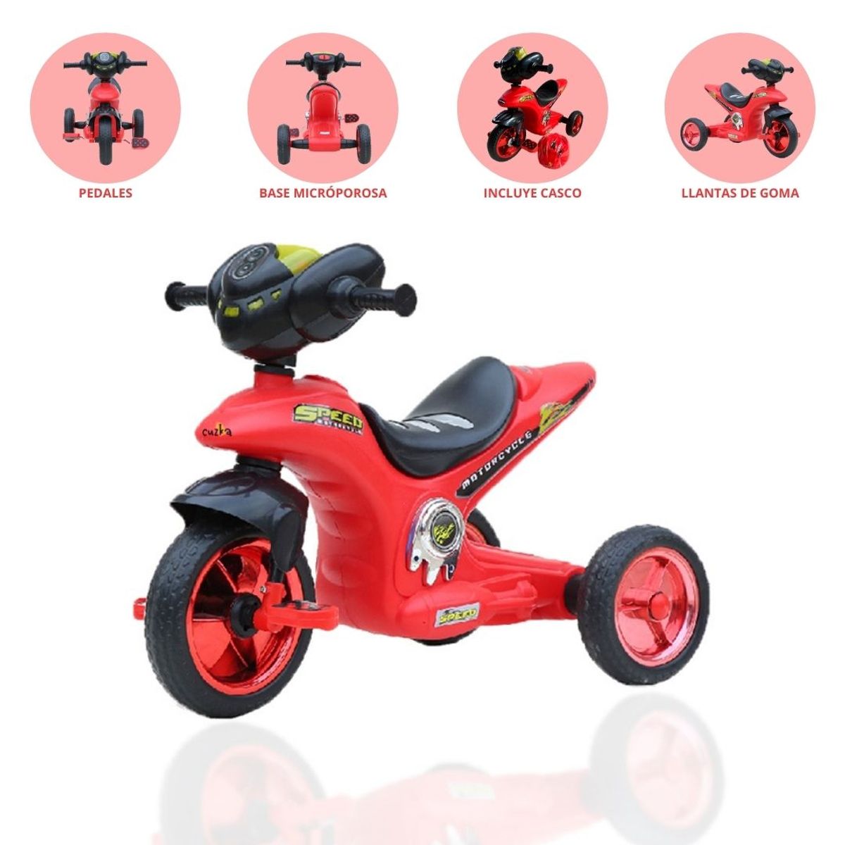 DISNEY - Moto a Pedal para Niño «CONFORTO» Red