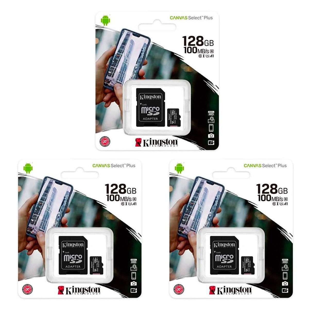 KINGSTON - MEMORIA MICROSD KINGSTON 128GB KIT DE 3 UNIDADES