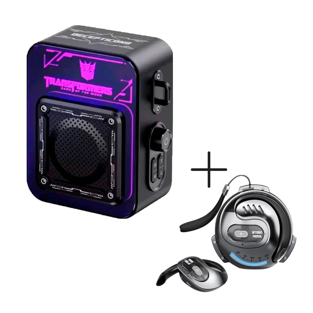 TRANSFORMERS - Parlante Portátil RGB Transformers TF-Y02 Negro + Audífonos TF-T07