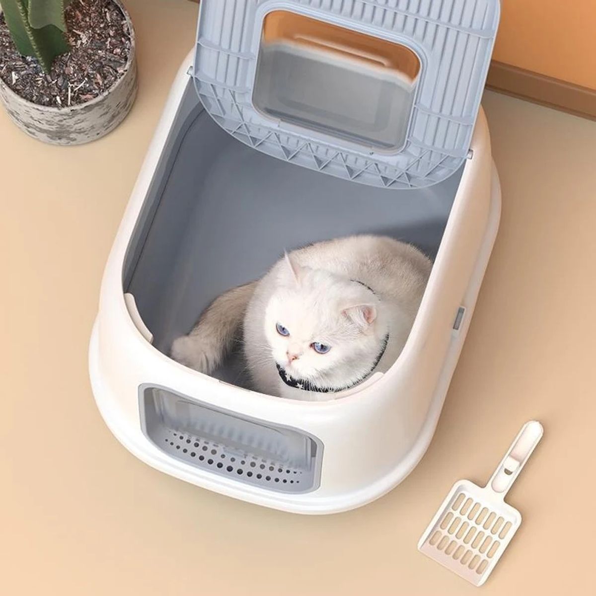 GENERICO - Arenero Cerrado Antisalpicaduras para Gatos Rosa