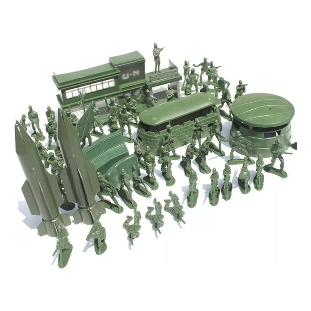 GIOIO - 56pcs Militar Misil Base Modelo Playset Juguete Soldado Verd