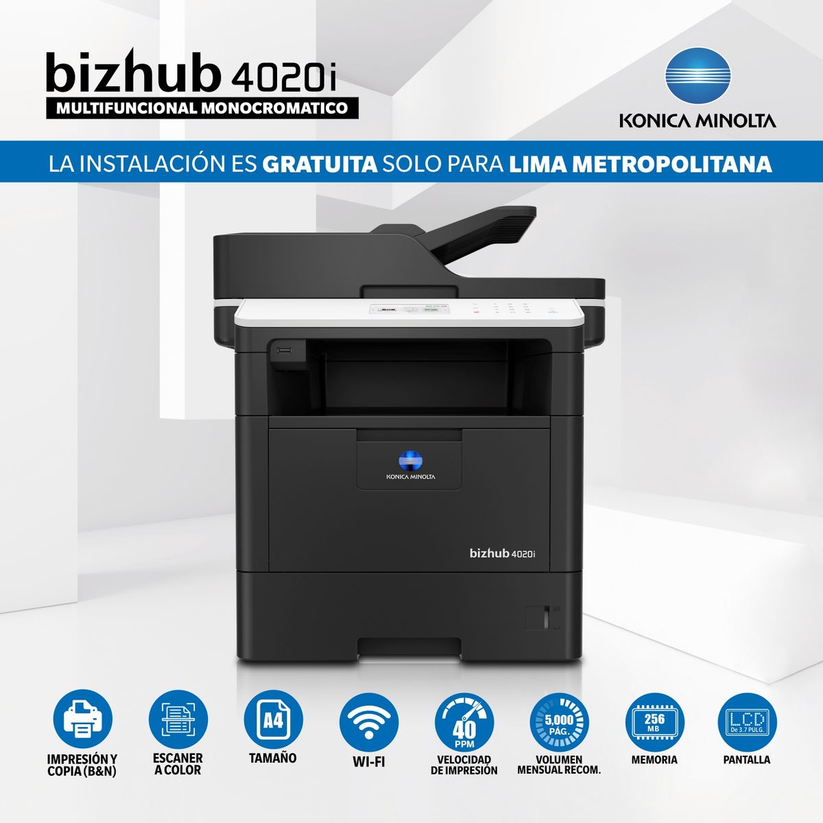 KONICA MINOLTA - IMPRESORA MULTIFUNCIONAL LASER MONOCROMÁTICO BIZHUB 4020i