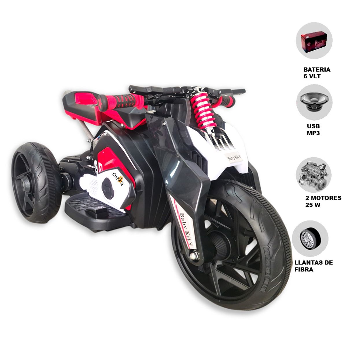 BABY KITS - Trimoto a Batería para Niños BABY KITS «TECH» Red