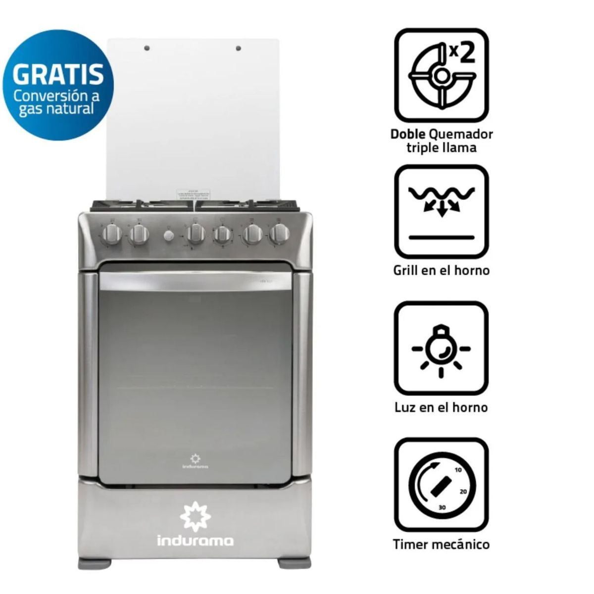 INDURAMA - Cocina Indurama Vercelli Zafiro Croma 4 Hornillas
