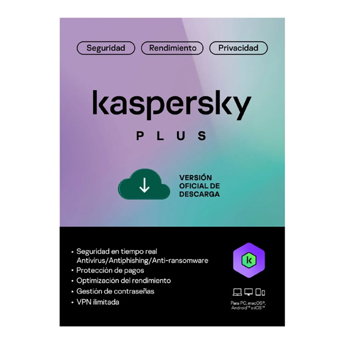KASPERSKY - Antivirus Kaspersky Plus 1 Dispositivo 1 Año