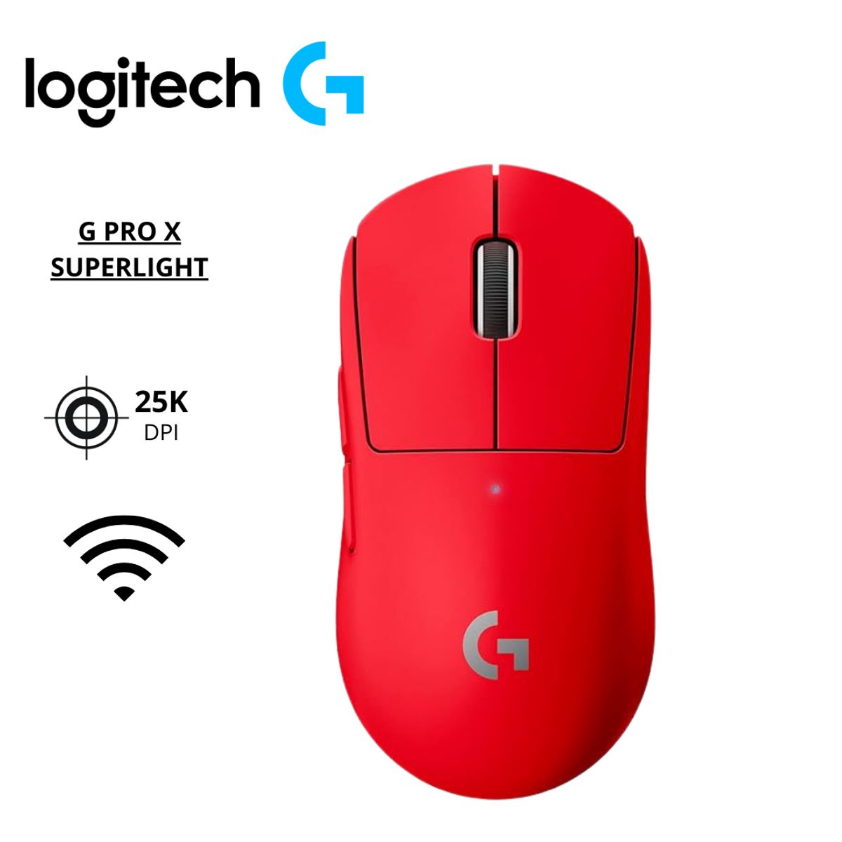 LOGITECH - Mouse Gamer Inalámbrico Logitech G Pro X Superlight HERO 25K Rojo