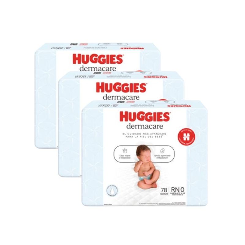HUGGIES - Pack De 3 Pañales Huggies Dermacare Talla Rn X78