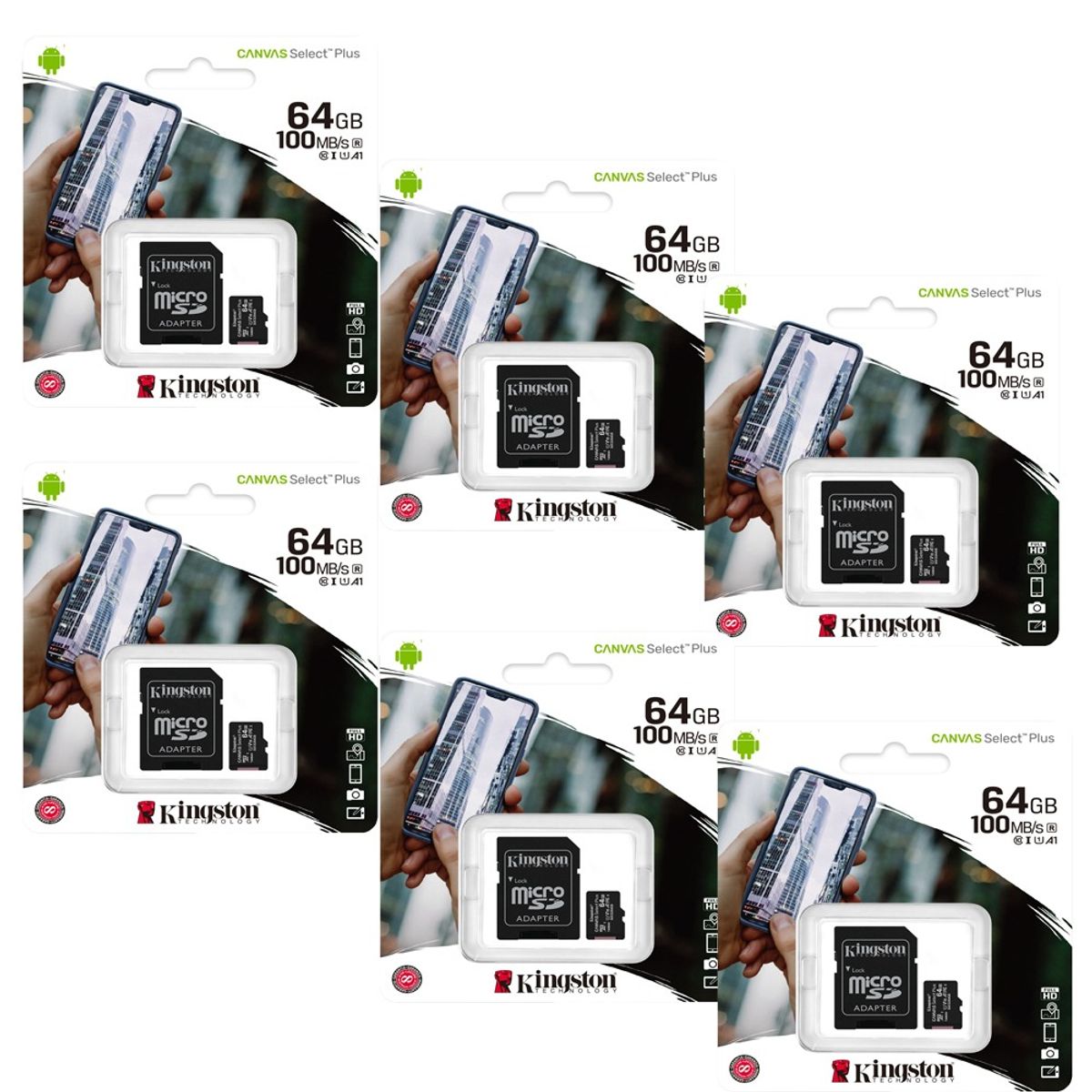 KINGSTON - MEMORIA MICROSD KINGSTON 64GB KIT DE 6 UNIDADES