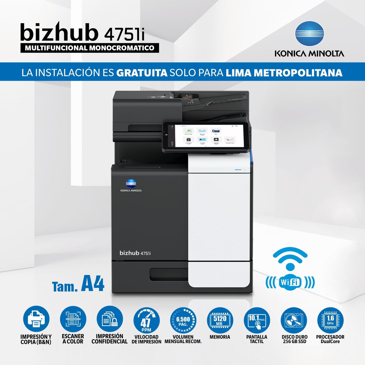 KONICA MINOLTA - IMPRESORAS MULTIFUNCIONAL LASER MONOCROMÁTICO BIZHUB 4751i