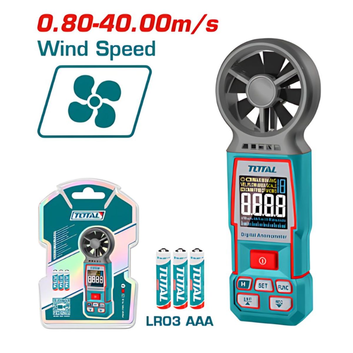 TOTAL TOOLS - ANEMOMETRO DIGITAL 080-40MS Total - TETAN031