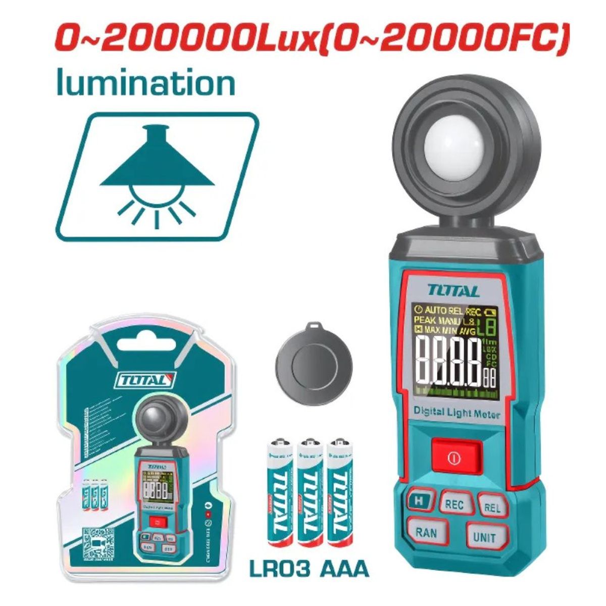 TOTAL TOOLS - Luxómetro Digital 0-200000LUX Total - TETLU031