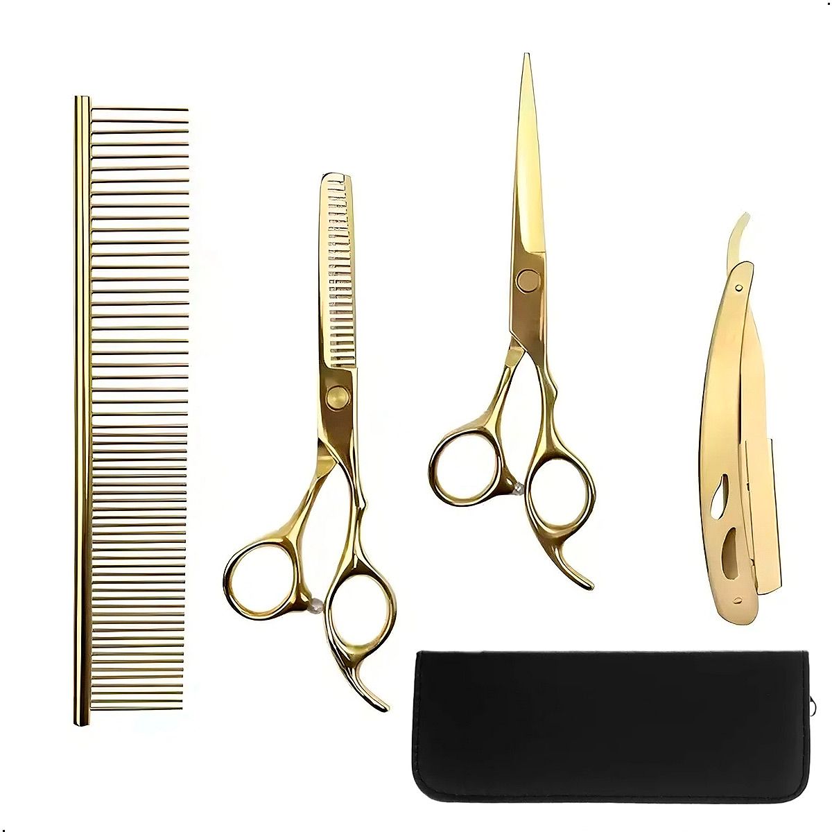 GENERICO - Combo Tijera Profesional Peluqueria De Cortepulir Y Navaja