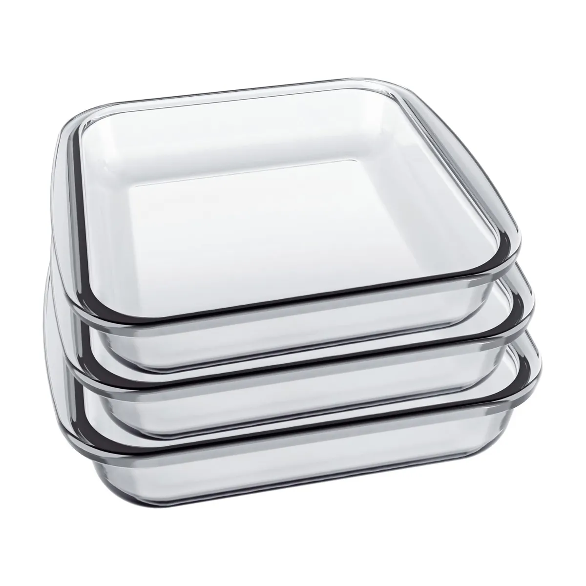 PENTHA - Bandejas de Vidrio Borosilicato 3 pzs Resistente y Versátil